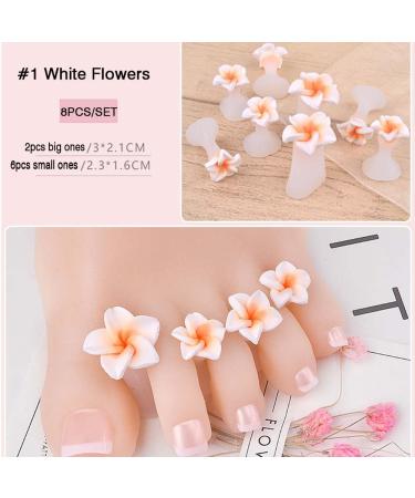Lookathot 8PCS/SET Soft Silicone Finger Toe Separators Spacers CushionsToes Dividers Nail Art Manicure Pedicure DIY Tools Reusable 1 White Flowers(8PCS)