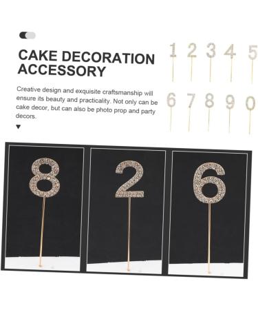 Alipis 10pcs Diamond-Studded Cupcake Toppers | Glitter Wedding & Birthday Cake Decor | Rhinestone Numbers 0-9 | Perfect for Celebrations - Buy Online on GoSupps.com