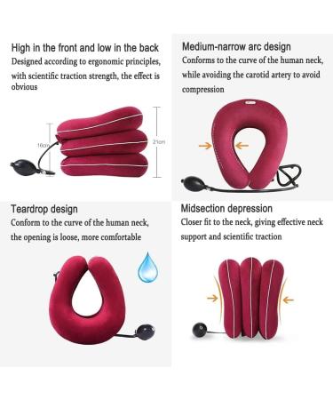 Nakeah Samnuerly Neck Traction Device - Adjustable Inflatable Neck Support for Pain Relief & Correction | Red - Buy Online on GoSupps.com