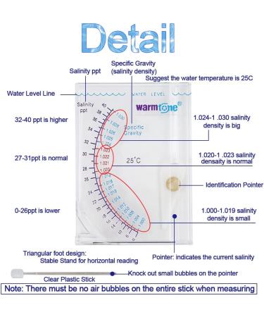 Abnaok Salinity Tester - Accurate Automatic Hydrometer for Fish Tanks & Ponds - Sea Specific Gravity Test for Saltwater & Freshwater - Buy Online on GoSupps.com