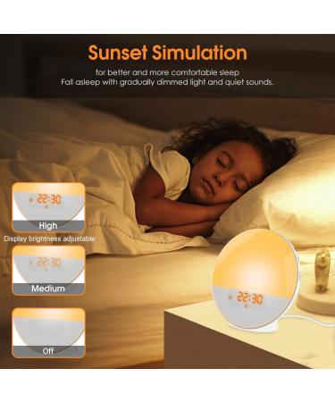 Light Alarm Clock with Sunrise Simulation | LED Wake Up Light & FM Radio | 7 Colors & Alarm Tones for Kids & Adults - Buy Online on GoSupps.com