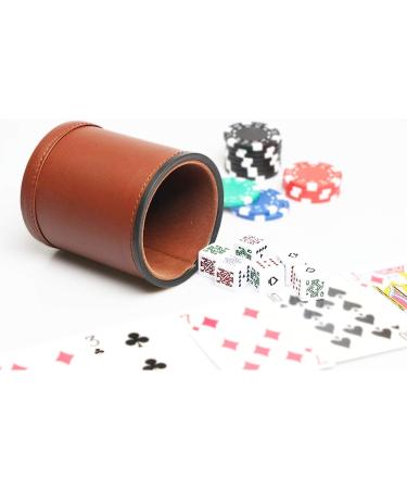Leatherette Dice Cup with Poker Dice and Felt Lining - Perfect for Playing Yahtzee, Farkle, and Liars Dice - Buy Online on GoSupps.com