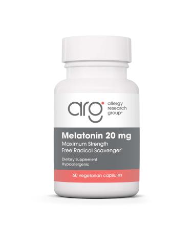 Allergy Research Group Melatonin - Delivers 20 mg Melatonin - Maximum Strength - Supports Healthy Sleep Patterns & Optimized Absorption - 60 Servings - 60 Tablets