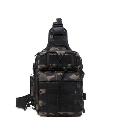 Huntvp Tactical breast pocket military shoulder bag water -repellent Sling backpack crossbody bag multifunction for fishing sports camping bike outdoor camouflage