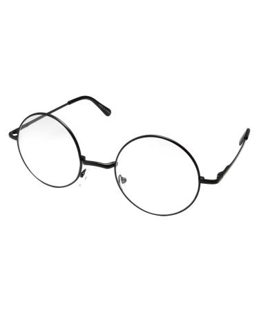grinderPUNCH Non-prescription Round Frame Glasses with Clear Lenses Small Black