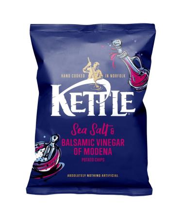 Kettle Handcooked Sea Salt and Balsamic Crisps 12 x 130g Sharing Bags (12 Bags x 130g)