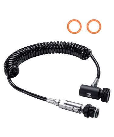 HK Heavy Duty Paintball Remote Coil High Pressure Air Hose CO2 Compressed Air with Pro Push-Button Quick Disconnect