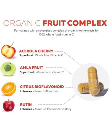 Organic Vitamin C | Whole Food Vitamin C from Fruit Plus Absorption Enhancing Cofactors - Vegan Enhanced Bioavailability - Immune Support Antioxidant Total Health (90 Servings) - Buy Online on GoSupps.com