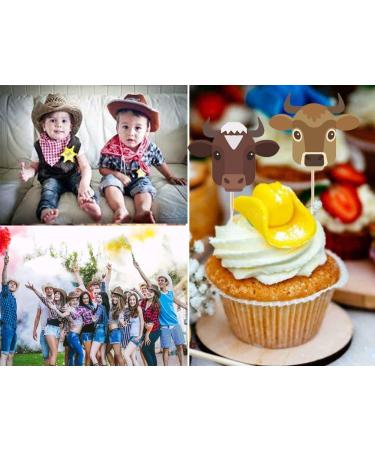 KIWILEPI Dessert Cupcake Toppers Cow Print Farm Birthday Decorations Western Cowboy and Cowgirl Theme 1st Wild West Rodeo Bday Party Supplies Highland Cow Decor Farm Animal Baby Shower Bull Riding Cute Cow 18 18.0 - Buy Online on GoSupps.com