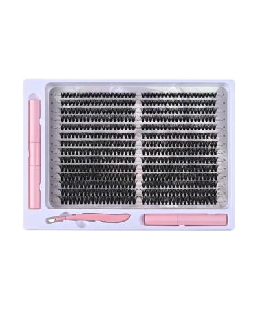 laubess cluster lashes 560PCS Reusable Long and Natural False Mink Cluster Eyelashes 9-16mm Mixed Length Eyelash Kit with Tweezers Double Headed Brush and Glue Remover (Color : Black Siz