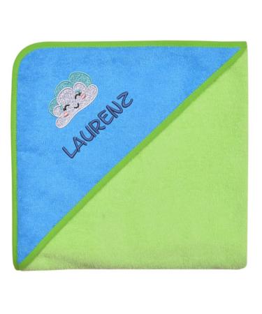 Wolimbo hooded towel personalized with name and motif - green -turquoise - 100x100 cm - for baby and children 100x100cm green / hooded turkey