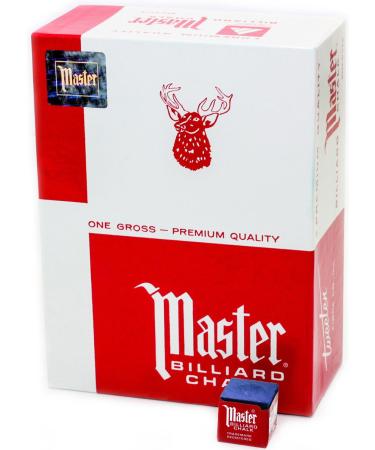 Master Billiard/Pool Cue Chalk, Gross Box, 144 Cubes Blue