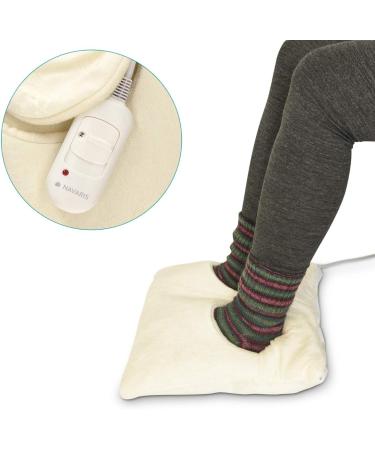 Navaris 2in1 Electric Heating Cushion & Foot Warmer - Washable 38x38cm 2 Heat Levels 45W - Cream Heat Pillow for Back Neck Shoulder & Feet - Buy Online on GoSupps.com