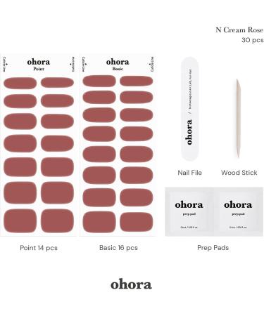 Ohora Semi Cured Gel Nail Strips in Cream Rose - Salon-Quality Long Lasting Nails, Easy Application & Removal with Any Nail Lamp - Includes Prep Pads, File & Wooden Stick - Buy Online on GoSupps.com