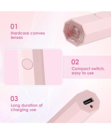 Portable Rechargeable Mini UV Nail Lamp - Quick Drying LED Nail Light for Gel Polish and Resin Curing - Pink Gift for Women - Buy Online on GoSupps.com