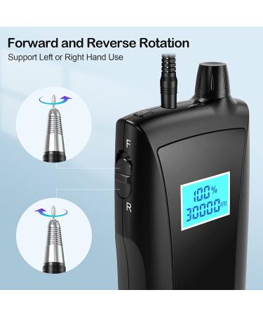 30000 RPM Cordless Rechargeable Nail Drill Machine with Nail Lamp for Manicure & Pedicure - Portable Electric File for Acrylic Gel Nails - Speed Display - Black - Buy Online on GoSupps.com