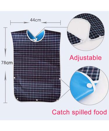 Mingze Waterproof Bibs for Adults - Washable Apron with Crumb Catcher Perfect Clothing Protection for Men Women & Seniors (Blue) - Buy Online on GoSupps.com