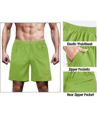 MAGCOMSEN Men's Quick Dry Running Shorts with Zipper Pockets - Fruit Green - Size 38 - Buy Online on GoSupps.com