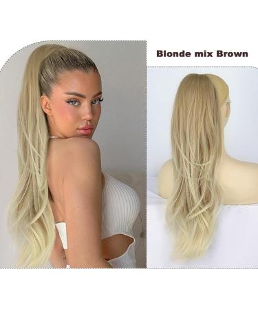 PORSMEER 26 Inch Drawstring Ponytail Extension Brown to Blonde Synthetic Hairpiece - Buy Online on GoSupps.com
