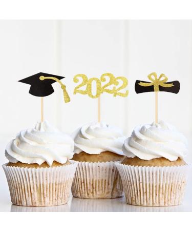 12Pcs Graduation Cake Inserts Grad Cupcake Toppers black decor 2022 graduation cupcake topper Congrats Dessert Picks graduation cupcake Toppers Wood toothpick Birthday Cake - Buy Online on GoSupps.com