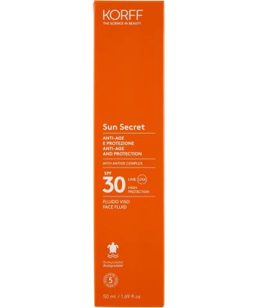 Korff Sun Secret Face Fluid Spf30 Soft Texture Fluid Cream High Uvb and Grape Protection Biodegradable Water Resistant 50 ml - Buy Online on GoSupps.com