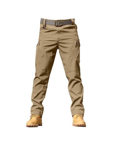 Guard trousers camouflage men monochrome outdoor stretch overalls for men with large pockets loose soft pants rainy density training pants men cargo pants tight brown xs