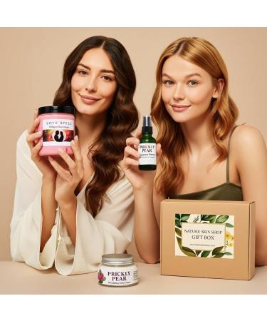 Nature Skin Shop Self-Care Gift Box - 3 Full-Size Products - with Prickly Pear Serum Body Creme & Sugar Scrub - Natural Skincare Set for Women - Perfect for Birthday Holiday & Thank You - Buy Online on GoSupps.com