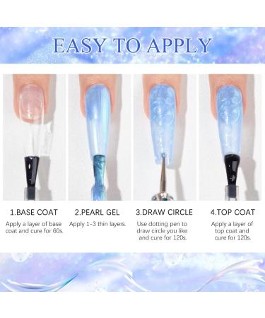 MIZHSE Pearl Gel Nail Polish Set - 6 Shimmer Colors | Pearlescent Shell Glitter | Soak Off UV Lamp Gel | White, Pink, Blue | BKJGLW208 - Buy Online on GoSupps.com