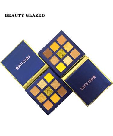 Beauty Glazed 9 Colors Shine Diamond Eyeshadow Palette - Waterproof Shimmer & Glitter Make-up #09 Lemon | Professional Nude Pigments for Flawless Looks - Buy Online on GoSupps.com