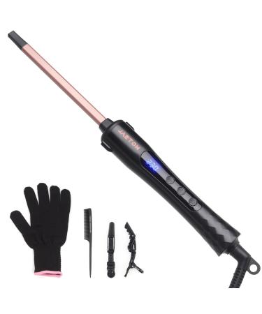 Curling Wand 9MM Thin Curling Iron Tight Curls LCD Display 100-230 C for All Hair Types Tourmaline Ceramic Barrel 30-Second Heat-Up Long&Short Hair Culer Pro Curling Tongs
