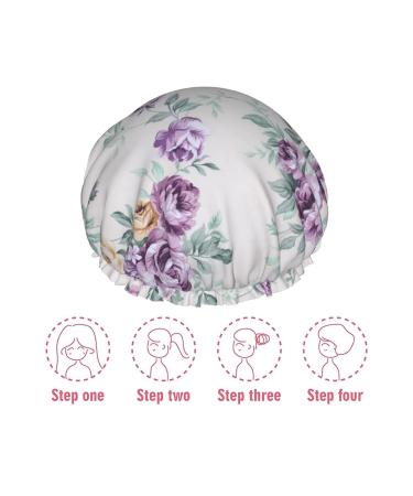 Flower Printed Shower Cap - Waterproof, Fits All Head Sizes & Hair Textures for Women - Buy Online on GoSupps.com