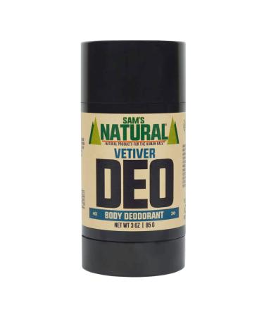 Sam s Natural Deodorant - Vetiver - Holiday Gifts - Stocking Stuffers - Gifts for Men - Aluminum Free DEO - No phthalates parabens sulfates or dyes - Vegan Cruelty Free - 3 oz