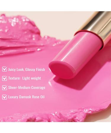 Oulac Moisturising Lipstick Pink - Hydrating Tinted Lip Balm for Dry Lips | Juicy Glossy Finish Vegan Cruelty-Free - She Pop (06) - Buy Online on GoSupps.com