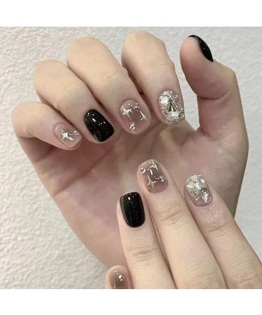 Temperament manicure black star-studded manicure wearing short student nail flash patch sweet and cool detachable whitening finished product.(S) - Buy Online on GoSupps.com
