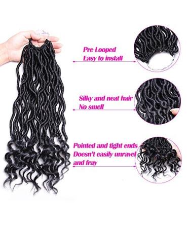 6Pcs Faux Locs Crochet Hair Wavy Goddess Locs Curly Ends Soft Synthetic Braiding Hair 14 Inch (Pack of 6) 1B - Buy Online on GoSupps.com