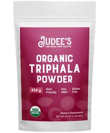 Judee's Organic Triphala Powder 1 lb - Non-GMO - Gluten-Free and Keto-Friendly - Blends Well in Smoothies and Protein Shakes - Add to Oatmeal and Smoothie Bowls Triphala 1 Pound (Pack of 1)