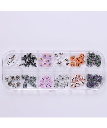 12 Grid Halloween Nail Charms - Rhinestones Spider & Pumpkin Nail Art Supplies for DIY Decor - Buy Online on GoSupps.com
