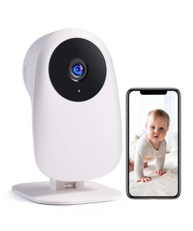 Nooie baby monitor with camera baby camera WiFi baby monitor with camera and app intercom function 1080p HD night vision compatible with Alexa and 2.4GHz WiFi movement noise recognition indoor nooie white