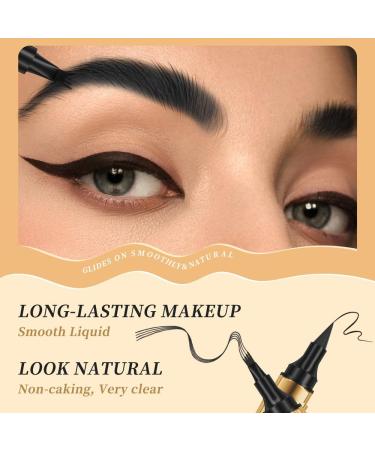 TOEECY Double Sided Eyebrow Pencil 2-in-1 Liquid Eyeliner and Eyebrow Brush Quick Dry Waterproof Perfect Eye Makeup Ideal for Daily Travel Women(Black) - Buy Online on GoSupps.com
