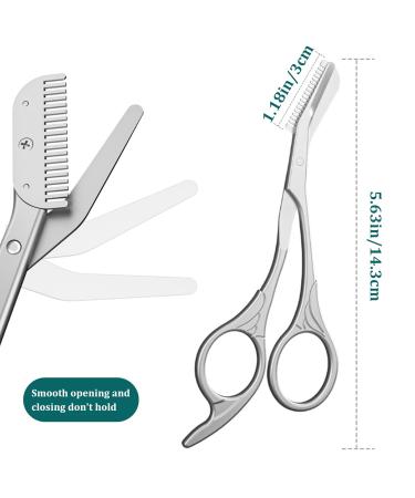 Eyebrow Scissors with Comb 5.63 Stainless Steel Rustproof Trimmer for Women | Non-Slip Handle for Home & Travel - Buy Online on GoSupps.com