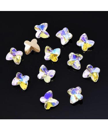 9X10Mm 12Pcs Pointedback K9 Butterfly Crystal Drill Tip Bottom Special-Shaped Rhinestone Diy Nail Stick Bead Nail Ornament - Buy Online on GoSupps.com