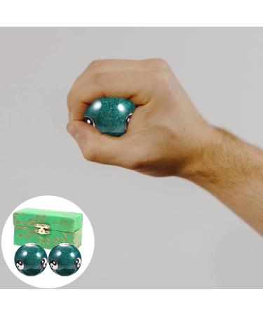 Feng Shui Baoding Balls - 2 Piece Chinese Health Balls for Hand Therapy & Stress Relief Metal Meditation Balls with Yang Pattern Green Hand Massage Balls - Buy Online on GoSupps.com
