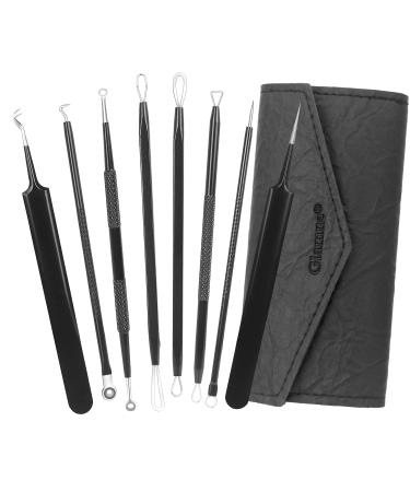 Glamne Blackhead Remover Pimple Popper Kit Acne Comedone Extractor Blemish Extraction Popping Tools (Black)