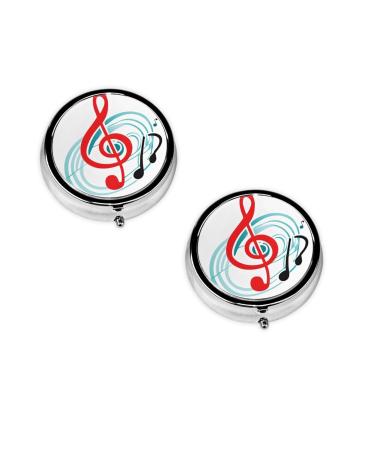 Colored Music Printed Mini Round Pill Box Pill Box 3 Compartment Medicine Pill Case Pill Organizer Travel Pillbox Portable Pill Box for Pocket Home Office Use