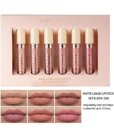 Beteligir 6Pcs Matte Liquid Lipstick Set 6 Nude Colors Matte liquid Long-Lasting Non-Stick Cup Not Fade Waterproof Lip Gloss Set for Women Makeup (B) - Buy Online on GoSupps.com