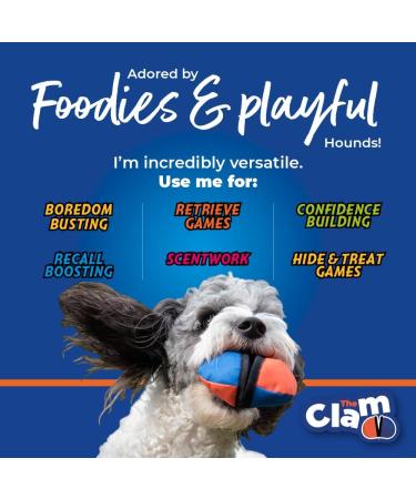 Tug-E-Nuff The Clam | Compact Dog Treat Dispenser Toy with Clever Opening Mechanism | Ideal for Interactive Dog Training | Pocket-friendly and Size 4.5 inches Orange & Blue - Buy Online on GoSupps.com