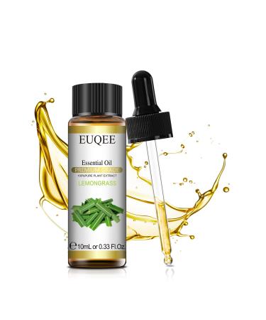EUQEE Lemongrass Essential Oils Pure Natural Lemongrass Oil 10ml Aromatherapy Essential Oil for Diffusers for Home Relax Humidifiers Lemongrass 10.00 ml (Pack of 1)