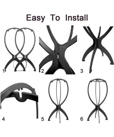 Ruiwen Hair 6PCS Portable Wig Stand - Collapsible & Durable Display Tool for All Wigs - 13.8 Inch Travel Wig Stand in Black - Buy Online on GoSupps.com