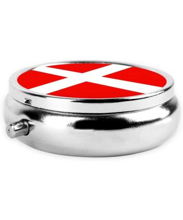 Buy Denmark Danish Flag Portable Metal Pill Box | Mini 3-Compartment Design for Travel | Perfect for Small Pills - Buy Online on GoSupps.com
