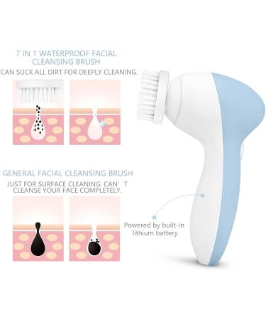 Rechargeable Facial Cleansing Spin Brush Set - 7 Exfoliating Heads | CLSEVXY Spa System for Gentle Microdermabrasion & Deep Cleansing - Buy Online on GoSupps.com